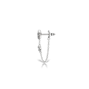 5.5mm Diamond Star and Triangle Chain Wrap Stud Earring /WG
