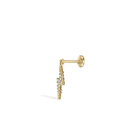 Diamond and Sapphire Lightning Bolt Threaded Charm Earring /YG