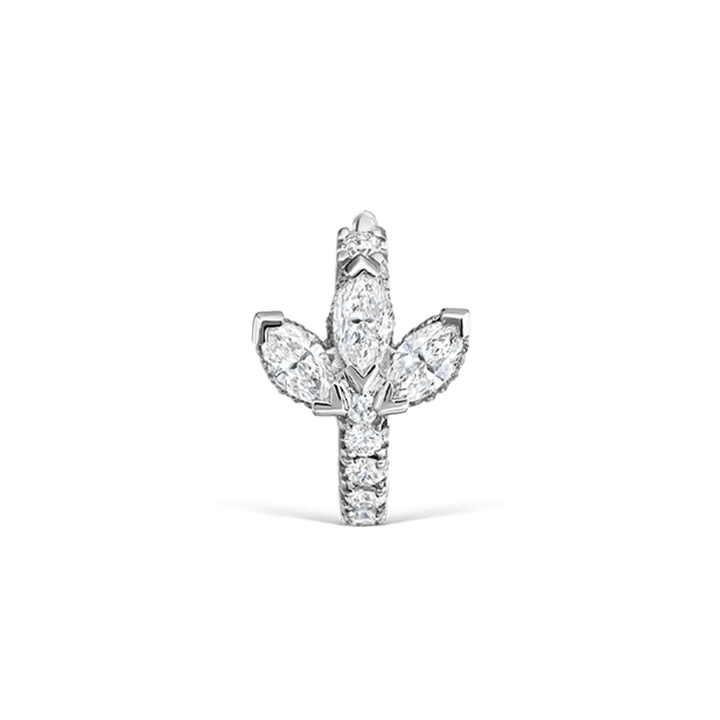 6.5mm Diamond Lotus Eternity Hoop Earring /WG