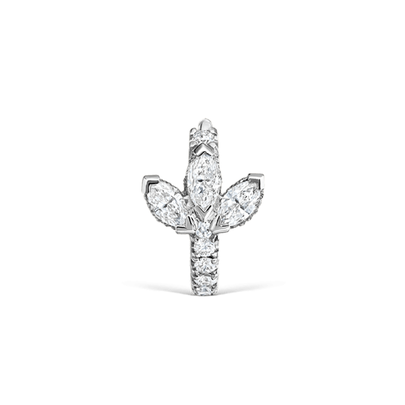 6.5mm Diamond Lotus Eternity Hoop Earring /WG