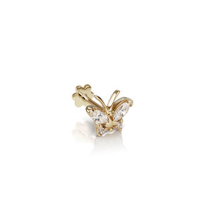 Diamond Marquise Butterfly Threaded Stud /YG