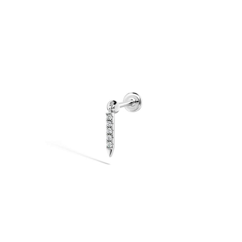 7mm Diamond Eternity Bar Threaded Charm Earring