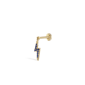 Diamond and Sapphire Lightning Bolt Threaded Charm Earring /YG
