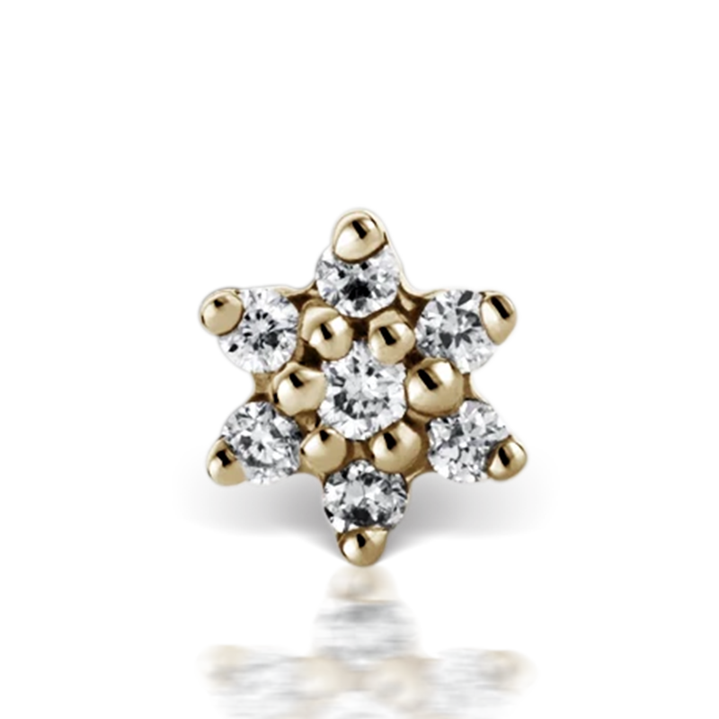 3mm Diamond Flower Threaded Stud /YG