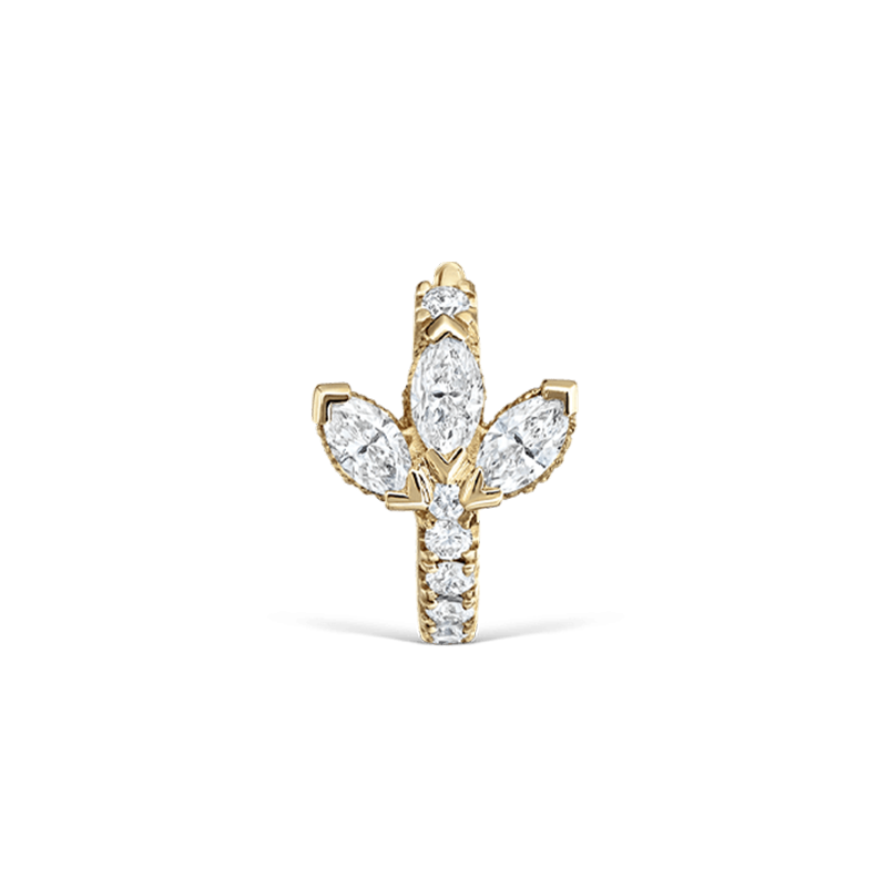 6.5mm Diamond Lotus Eternity Hoop Earring /YG