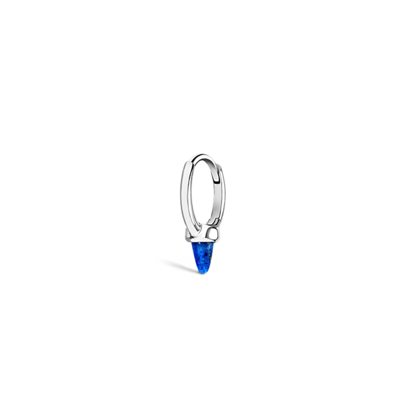 6.5mm Lapis Single Short Spike Earring /WG