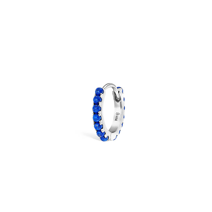 8mm Lapis Eternity Hoop Earring /WG