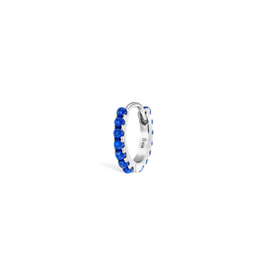8mm Lapis Eternity Hoop Earring /WG