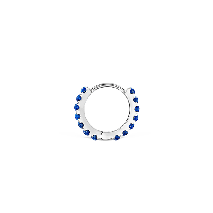 8mm Lapis Eternity Hoop Earring /WG