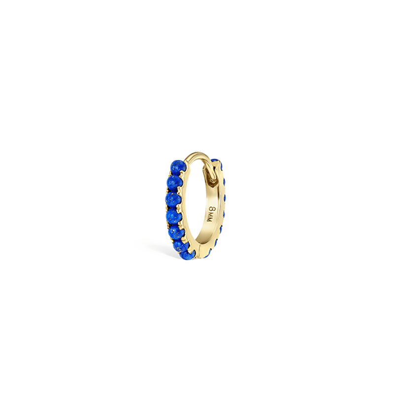 8mm Lapis Eternity Hoop Earring /YG