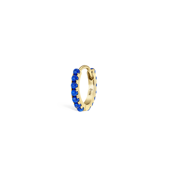 8mm Lapis Eternity Hoop Earring /YG