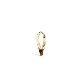 6.5mm Tiger's Eye Single Short Spike Hoop Earring /YG