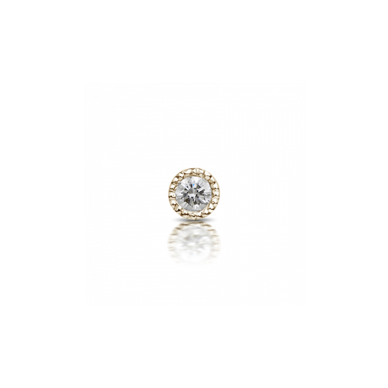 2mm Scalloped Set Diamond Threaded Stud /YG