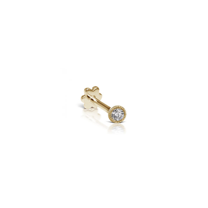 2mm Scalloped Set Diamond Threaded Stud /YG