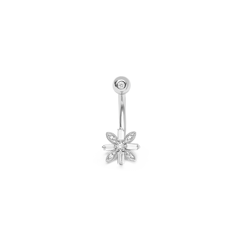 Flower Diamond Navel Piercing /WG