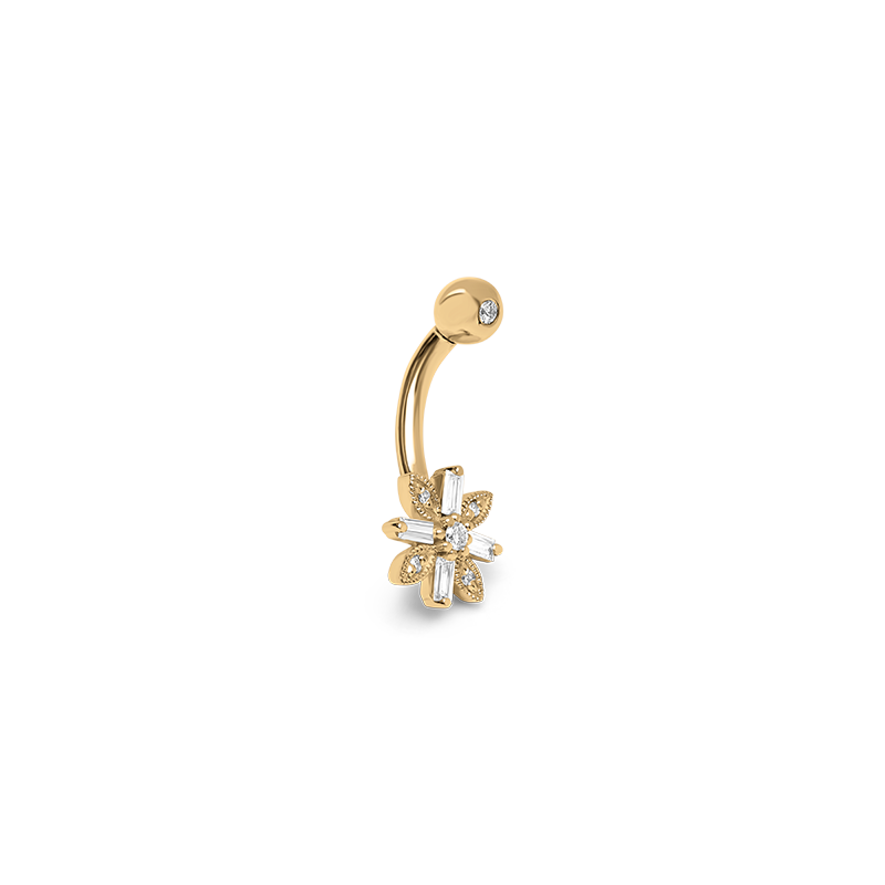 Flower Diamond Navel Piercing /YG