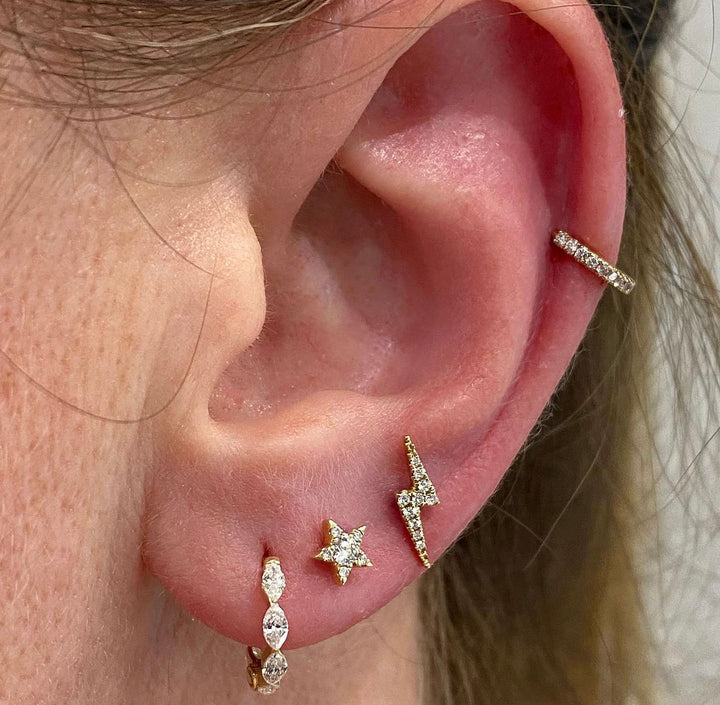 4.5mm Diamond Star Threaded Stud /YG