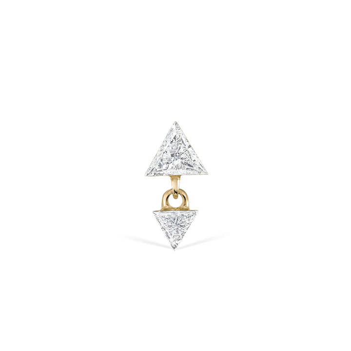 Invisible Set Triangle Diamond Dangle Threaded Earring /YG