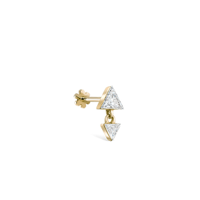 Invisible Set Triangle Diamond Dangle Threaded Earring /YG