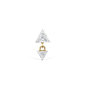 Invisible Set Triangle Diamond Dangle Threaded Earring /YG
