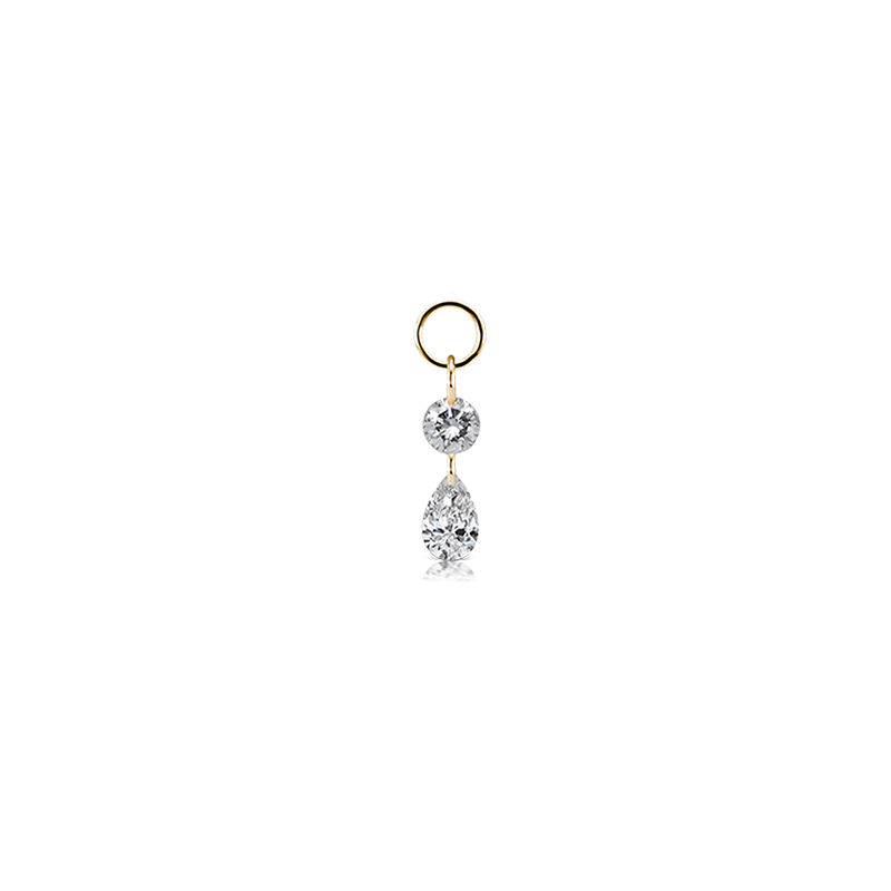 2mm/5mm Petite Floating Double Diamond Charm /YG