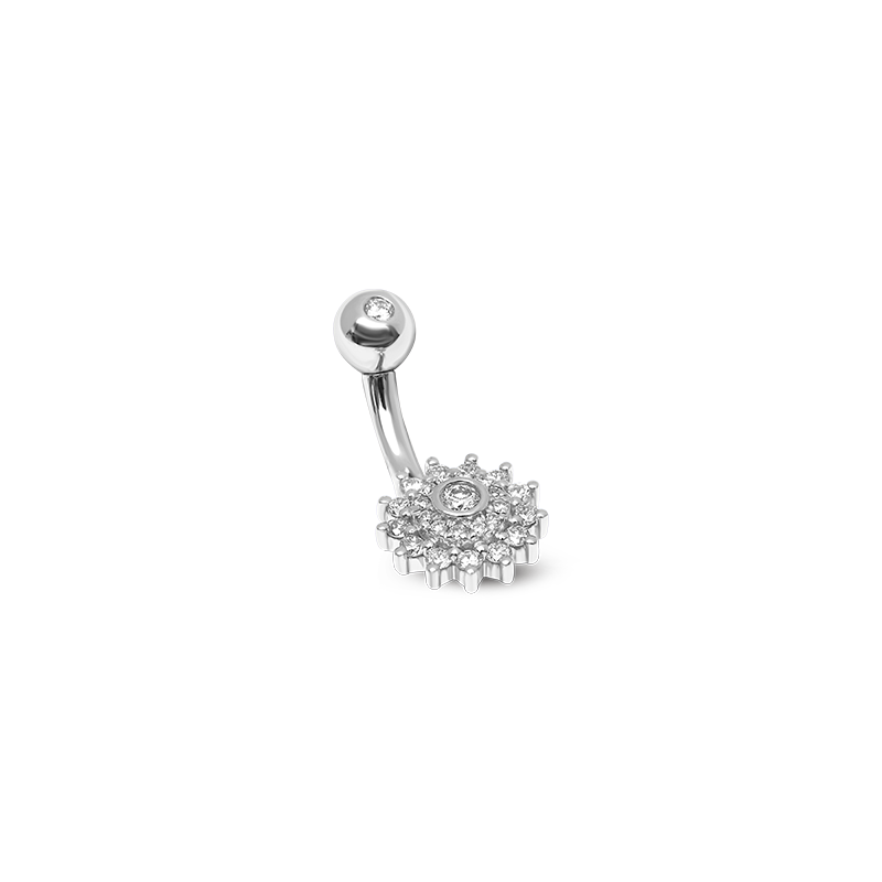 Summer Flower Diamond Navel Piercing /WG