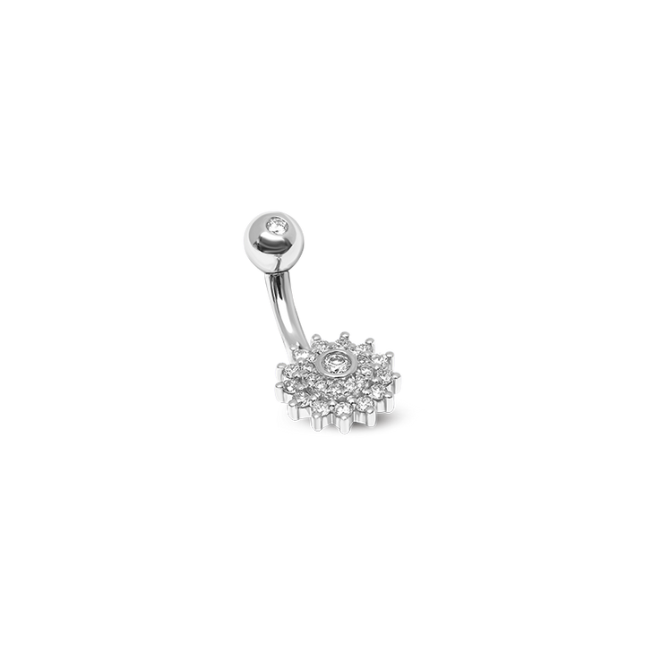 Summer Flower Diamond Navel Piercing /WG