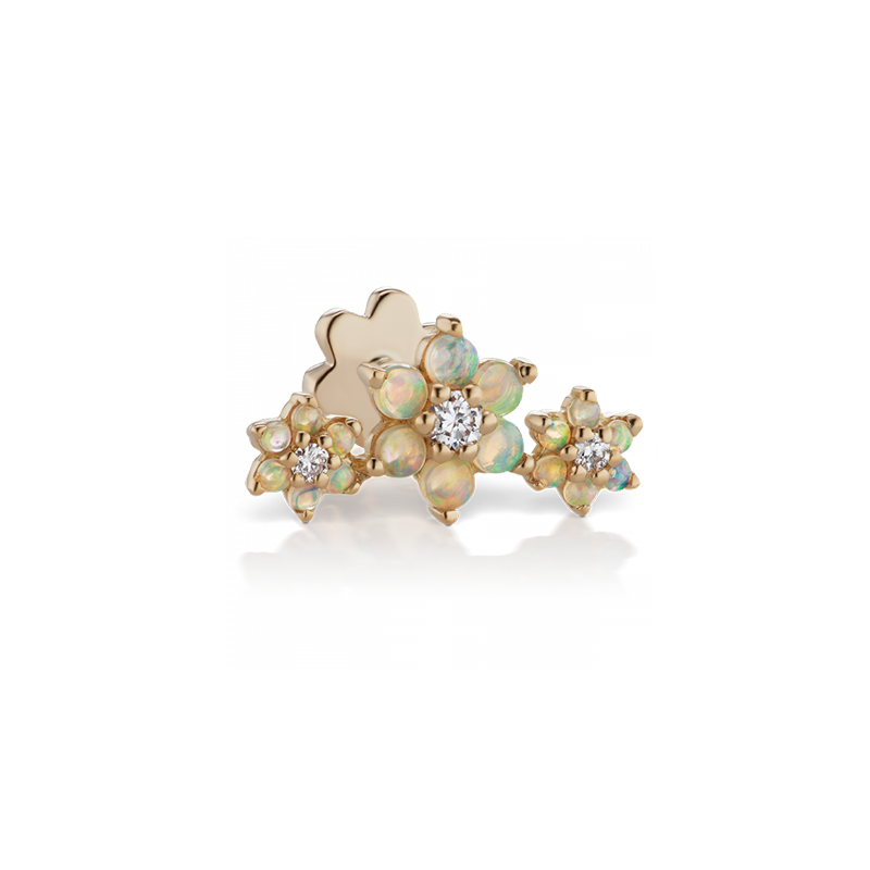 Opal en Diamond Three Flower Garland Diamond Stud