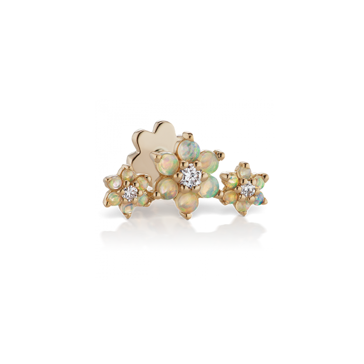 Opal en Diamond Three Flower Garland Diamond Stud