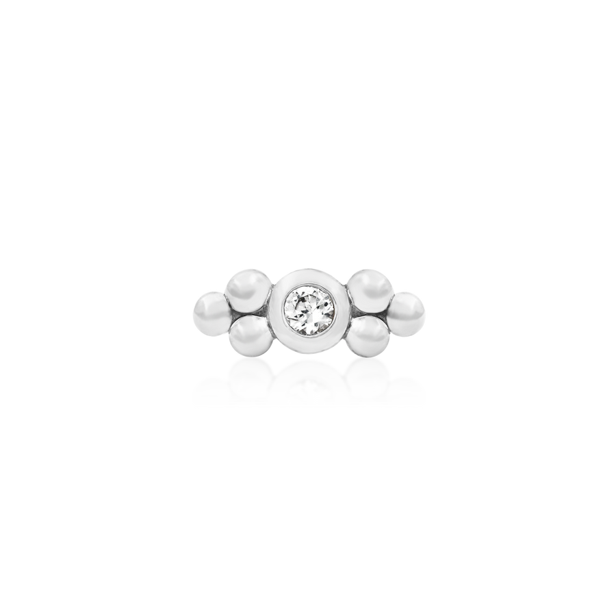 Bezel Set CZ Double Tri-bead /WG
