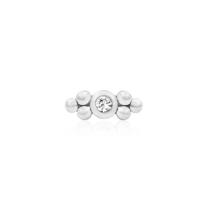 Bezel Set CZ Double Tri-bead /WG