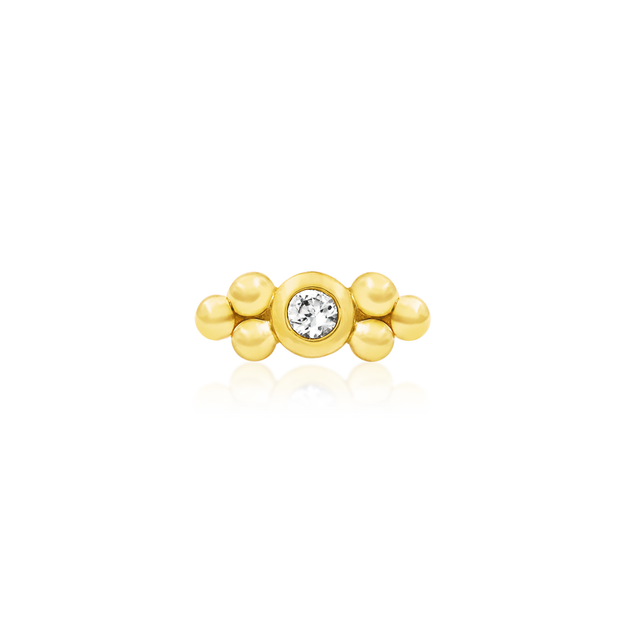 Bezel Set CZ Double Tri-Bead /YG