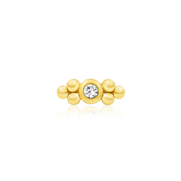 Bezel Set CZ Double Tri-Bead /YG