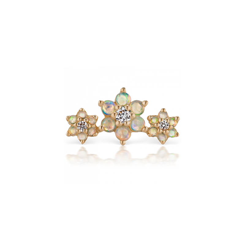 Opal en Diamond Three Flower Garland Diamond Stud