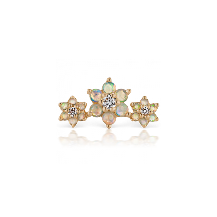 Opal en Diamond Three Flower Garland Diamond Stud